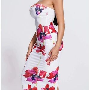 This dress is  stretchy bandage material provides comfort and support.